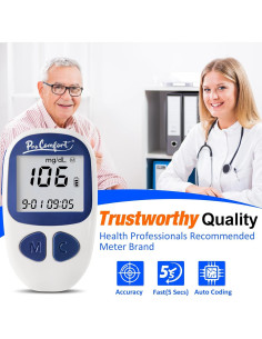 Kit de Monitor de Glucosa Pro Comfort con 100 Tiras y Lancetas 2