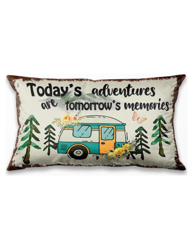 Funda de Cojín Decorativa TopXmai Camping 45x45 cm Algodón