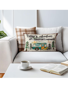 Funda de Cojín Decorativa TopXmai Camping 45x45 cm Algodón 2