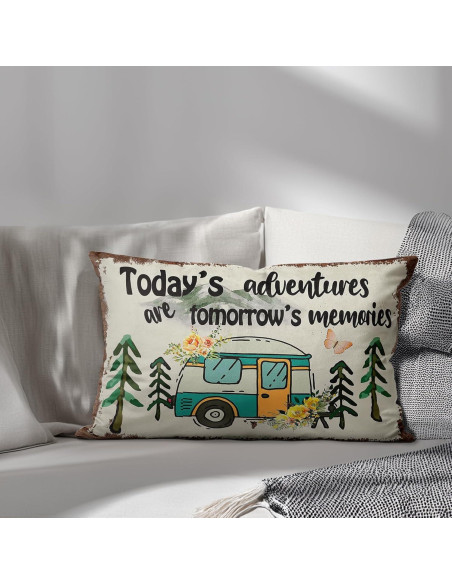Funda de Cojín Decorativa TopXmai Camping 45x45 cm Algodón