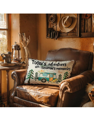 Funda de Cojín Decorativa TopXmai Camping 45x45 cm Algodón