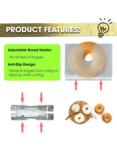 Cortador de Bagels Ajustable BUNNYBOO de Acero Inoxidable