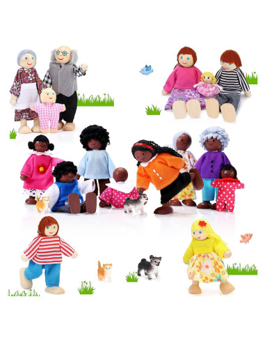 Conjunto de Muñecos de Madera Skylety 20 Piezas Familiar