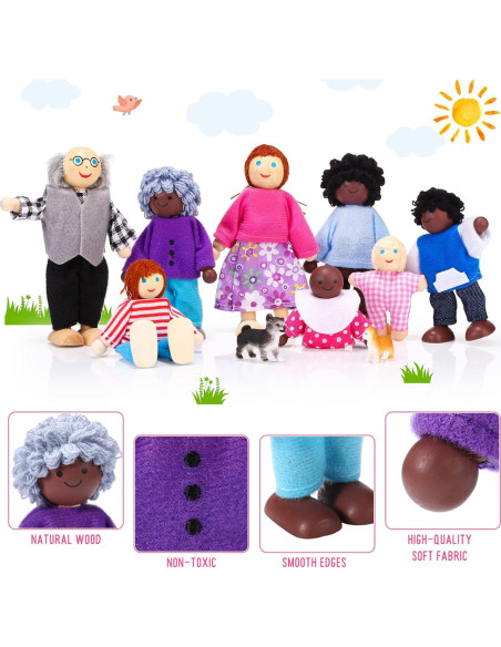 Conjunto de Muñecos de Madera Skylety 20 Piezas Familiar
