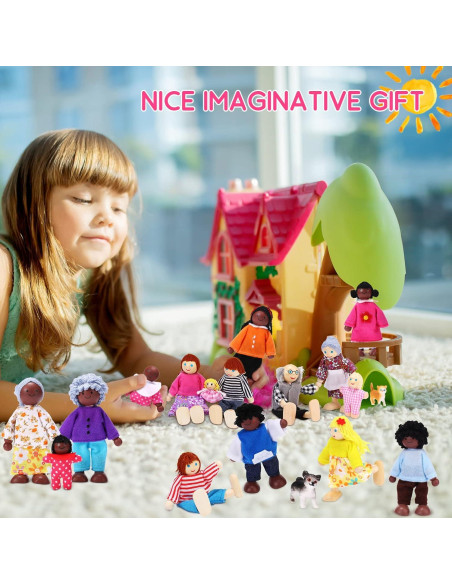 Conjunto de Muñecos de Madera Skylety 20 Piezas Familiar