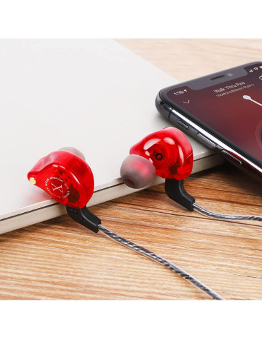 Auriculares UrbanX ix2 Pro In-Ear con Micrófono 3.5mm Rojo