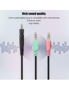 Cable de Auriculares Gaming Zopsc 1.3m para Sennheiser 2