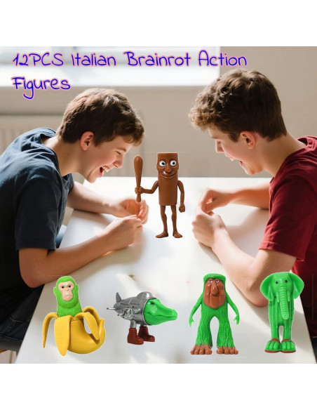 12 Figuras de Acción Brainrot Italianas Coleccionables 5-9 cm