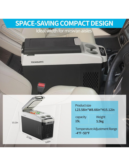 Nevera Portátil Eléctrica Tecnolove 16QT -20C a 10C para Coche Nevera Portátil Eléctrica Tecnolove 16QT -20C a 10C para Coche