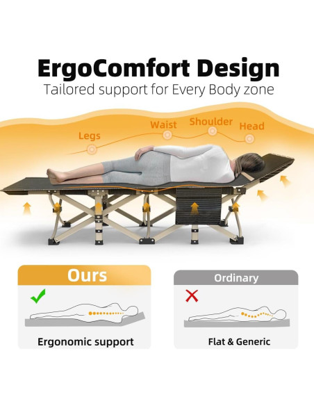 Cama de Camping Plegable Zenicham 200x80 cm Transpirable