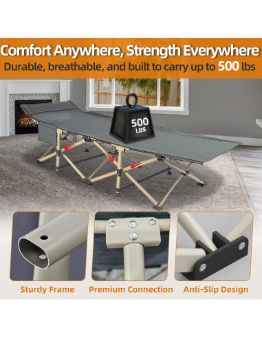 Cama de Camping Plegable Zenicham 200x80 cm Transpirable