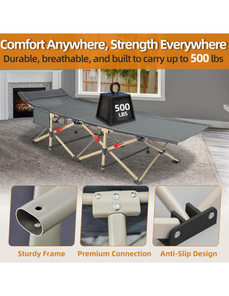 Cama de Camping Plegable Zenicham 200x80 cm Transpirable