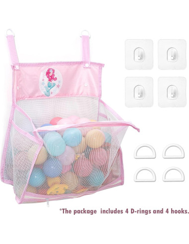 Organizador de Juguetes de Baño Gealaek Sirena Rosa 35.6x34.3cm