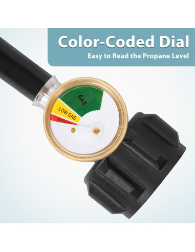 Adaptador de Manguera de Propano SHINESTAR 12 Pies con Manómetro