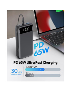 Cargador Portátil ADDTOP 65W 20000mAh USB-C Rápido Negro 2