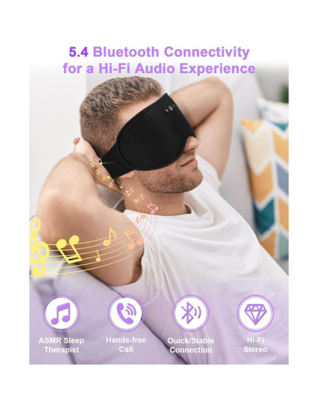 Máscara de Sueño 3D con Auriculares Bluetooth ZRUHIG - Rosa