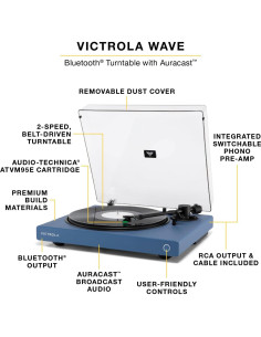 Tocadiscos Bluetooth Victrola Wave VPT-1520-BLK 2 Velocidades 2