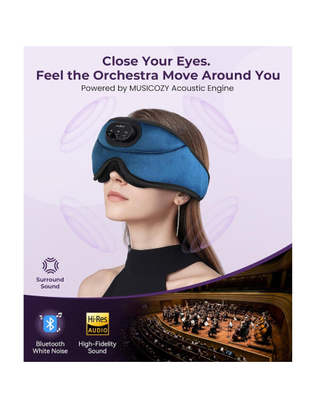 MUSICOZY Máscara de Sueño Bluetooth 3D con Auriculares Inalámbricos