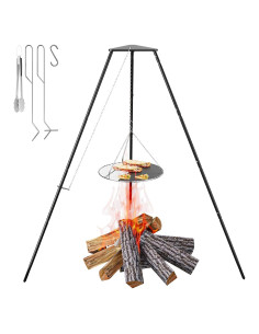Trípode de Fogata DPZM Ajustable con Parrilla Circular 20cm