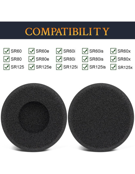 Almohadillas de Esponja SOULWIT para Auriculares SR60/SR80/SR125 - Negro