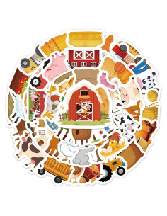 50 Pegatinas de Animales de Granja Spriggenix Reutilizables