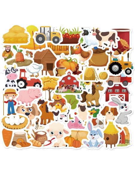 50 Pegatinas de Animales de Granja Spriggenix Reutilizables