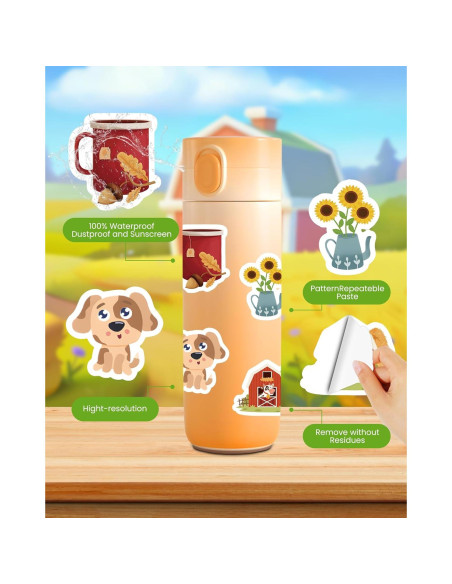 50 Pegatinas de Animales de Granja Spriggenix Reutilizables