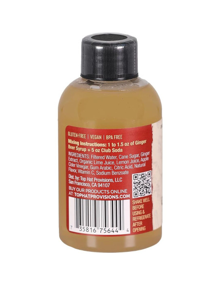 Jarabe de Cerveza de Jengibre Top Hat 118ml - Mezcla para Moscow Mule