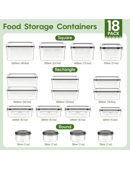 Set de 36 Contenedores de Alimentos KEMETHY - Apilables y Reutilizables