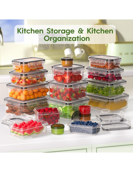 Set de 36 Contenedores de Alimentos KEMETHY - Apilables y Reutilizables