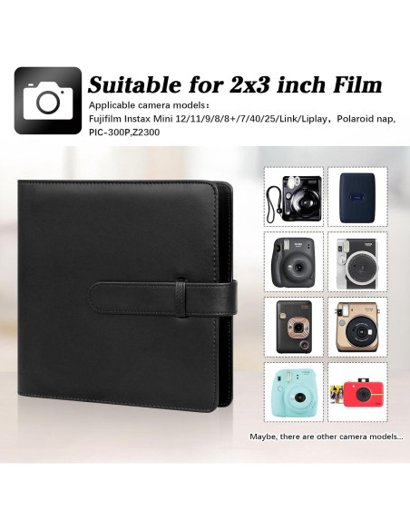 Álbum de Fotos 360 Bolsillos Ruibytree Negro para Instax Mini