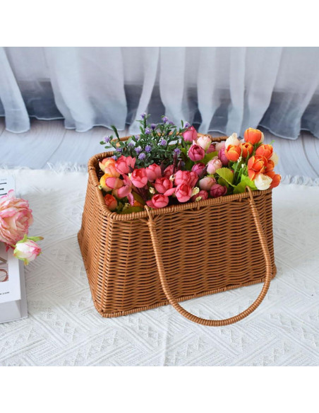 Cesta Tejida a Mano RT&BS - Cesta Decorativa Multifuncional Cesta Tejida a Mano RT&BS - Cesta Decorativa Multifuncional