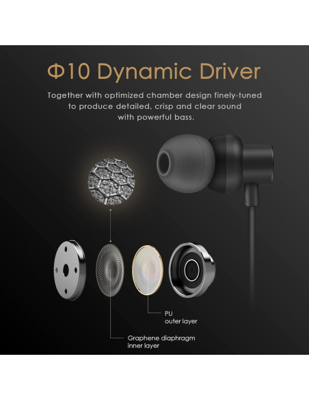 Auriculares In Ear PALOVUE USB Tipo C con Micrófono Negro