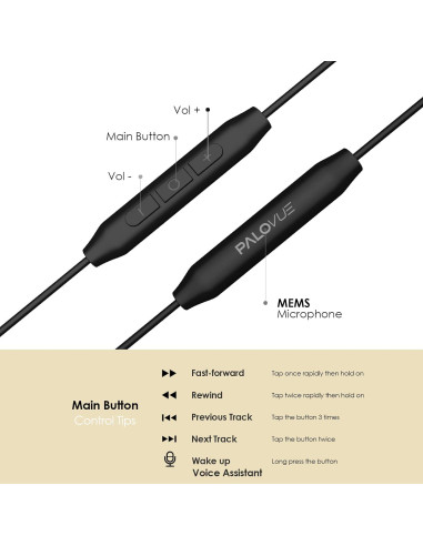 Auriculares In Ear PALOVUE USB Tipo C con Micrófono Negro