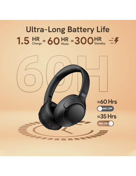 Auriculares QCY H3 ANC Bluetooth 5.4, 60H Batería, Negro