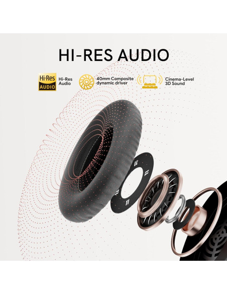 Auriculares QCY H3 ANC Bluetooth 5.4, 60H Batería, Negro