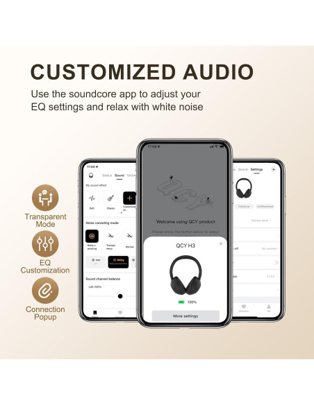Auriculares QCY H3 ANC Bluetooth 5.4, 60H Batería, Negro