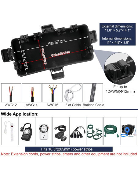 Caja Eléctrica Exterior OUTDSPLY IP54 Negra 29.5x14.5cm