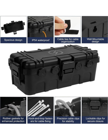 Caja Eléctrica Exterior OUTDSPLY IP54 Negra 29.5x14.5cm