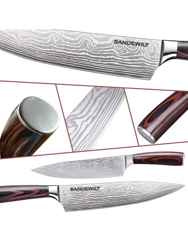 Juego de Cuchillos de Cocina Profesional SANDEWILY 3PCS Acero Inoxidable
