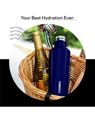Botella de Agua Aislada Corkcicle 25 oz Acero Inoxidable Negro