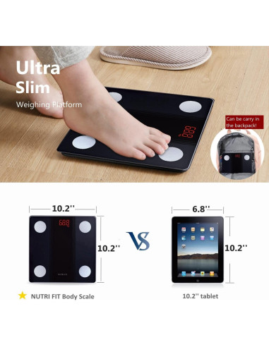 Balanza de Baño Inteligente NUTRI FIT Bluetooth 150kg Análisis Corporal