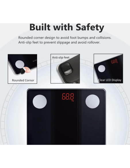 Balanza de Baño Inteligente NUTRI FIT Bluetooth 150kg Análisis Corporal