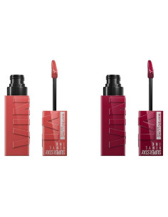 Maybelline Super Stay Vinyl Ink Lipcolor 2 Piezas Melocotón y Burdeos