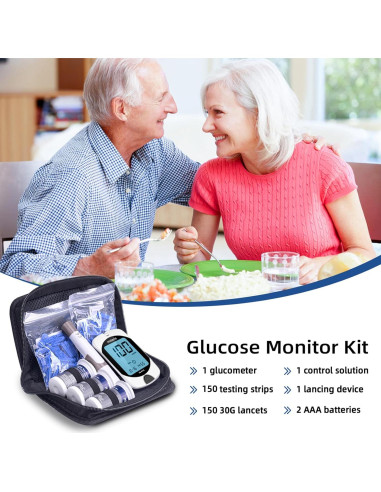 Kit de Glucometro Metene TD-4116 con 150 Tiras y Lancetas