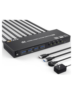Interruptor KVM HDMI USB 3.0 4 Puertos 4K 60Hz Camgeet