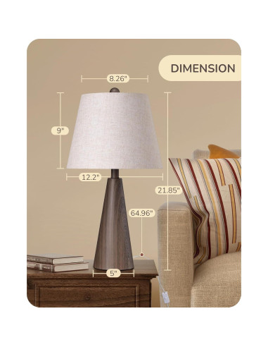 Lámpara de Mesa EDISHINE Estilo Granja 55.24 cm Beige