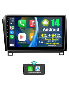 Radio de Coche Android 14 NVGOTEV para Toyota Tundra 2007-2013 y Sequoia 2008-2018, Pantalla Táctil 10.1" IPS, 4GB RAM, 64GB ROM