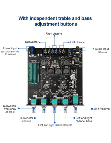 Amplificador de Audio Bluetooth ARRAROWN ZK-TB21 2.1CH 100W