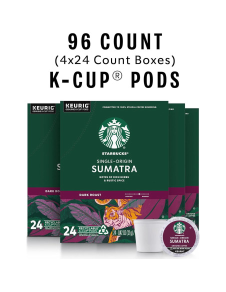 Cápsulas de café K-Cup Starbucks Sumatra 100% arábica 96 unidades